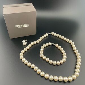 Effy Freshwater Pearl Necklace Bracelet Earrings Set 925 Silver